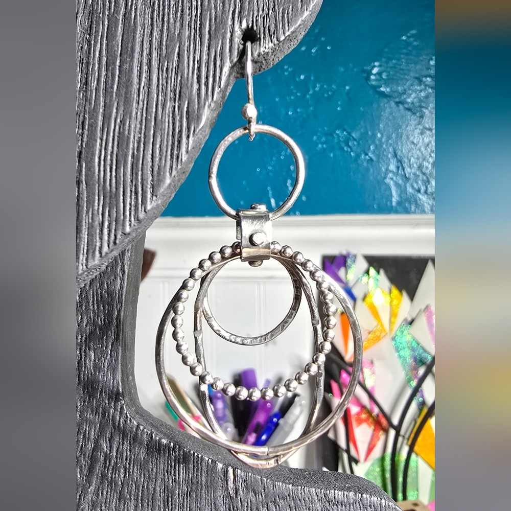 Sterling Silver Hoop Dangle Earrings